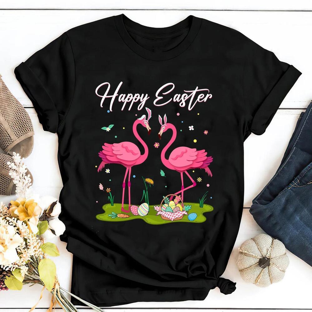 Funny Flamingo Happy Easter Shirts, Cute Easter Flamingo